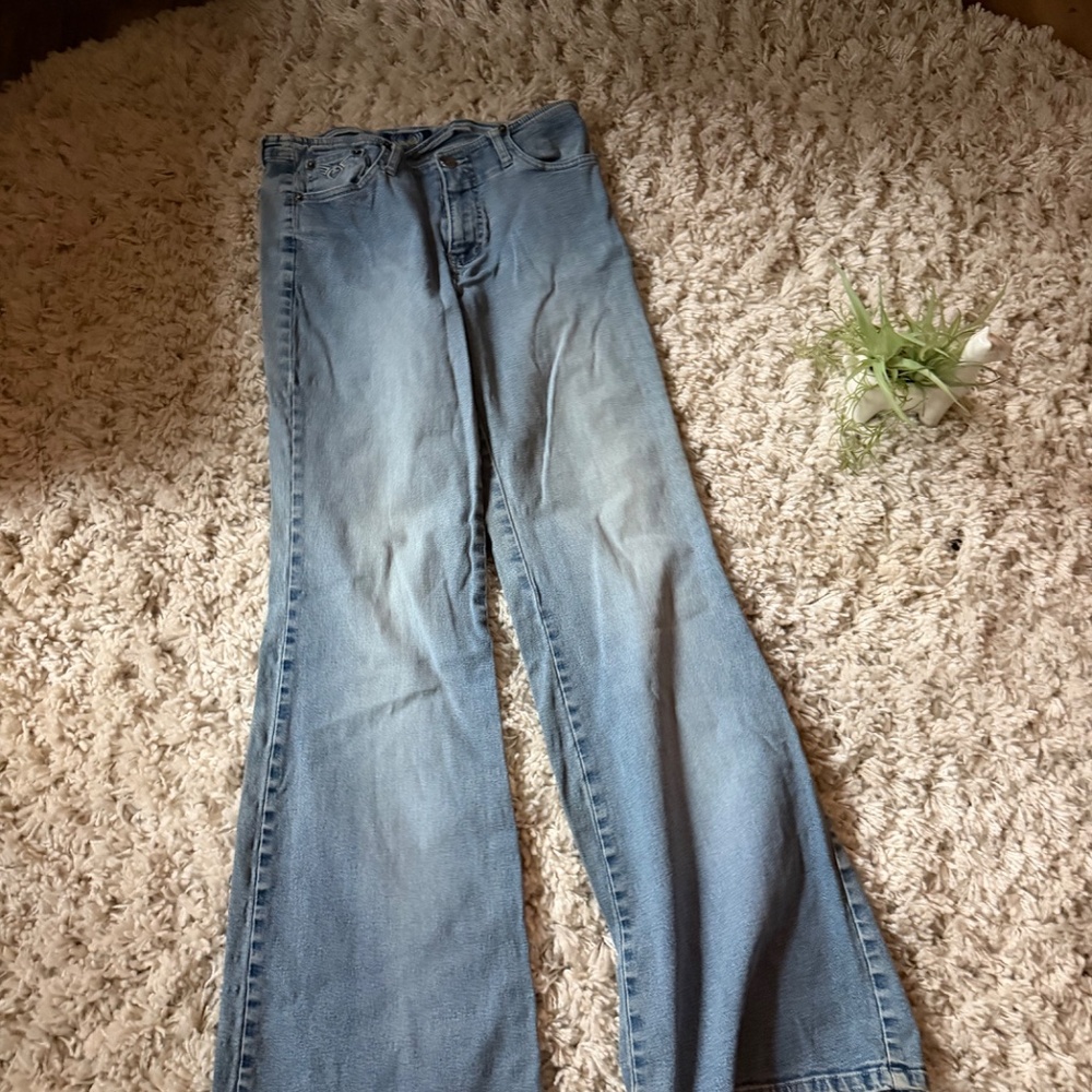 Chic Angels Y2K 2000s deep V vintage Light Blue flare Denim Jeans blue jeans wit - Picture 7 of 8